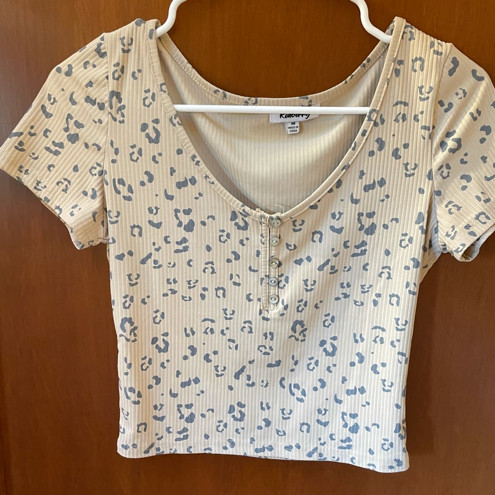 Tan crop top  with Cheetah print design